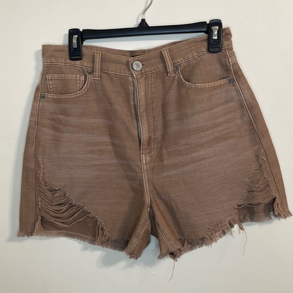 American Eagle Outfitters Brown Fringed Jean Shorts Women’s US Size 8 - Picture 1 of 5